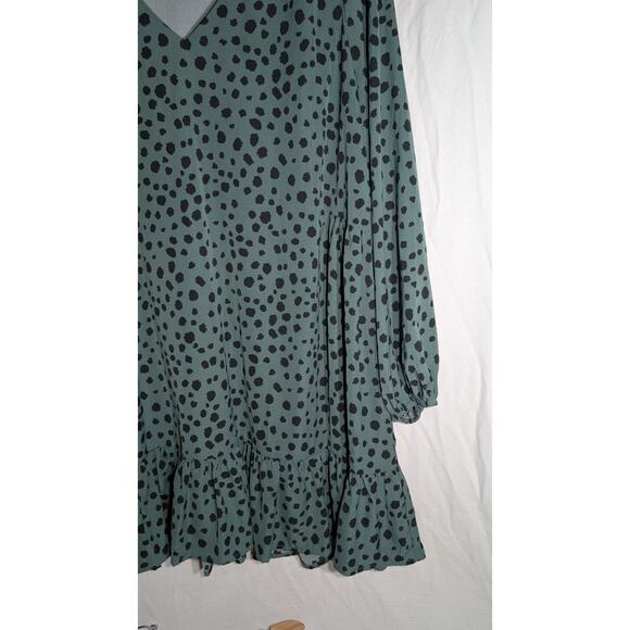 A Beautiful Soul Womens Spotted Animal Print Dress Sz 1X 14-16 green Loose Flowy - Picture 2 of 5